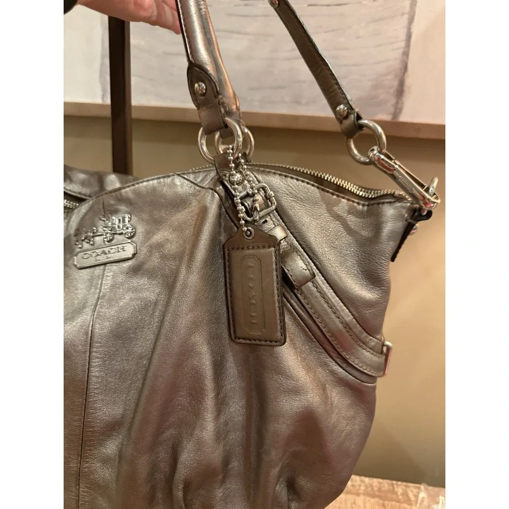 Coach Madison Sophia Metallic Leather Satchel Slouchy Shoulder Bag Purse 15955
